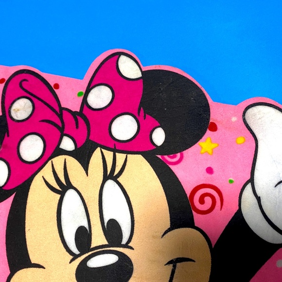 WALT DISNEY WORLD VTG 90’s MINNIE MOUSE PINK SOUVENIR PENNANT FLAG RARE LG 30” - Picture 5 of 13